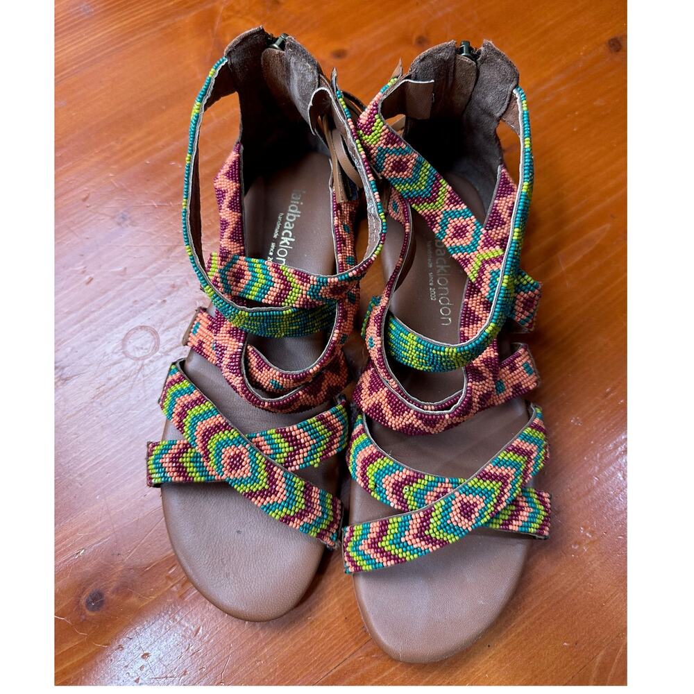 Anthropologie Laidback London Beaded Sandal - Sz 37